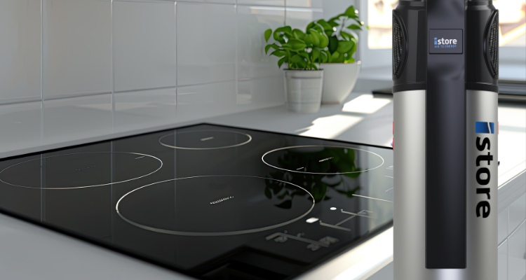 Induction cooktop and iStore hot water heat pump by Solargain