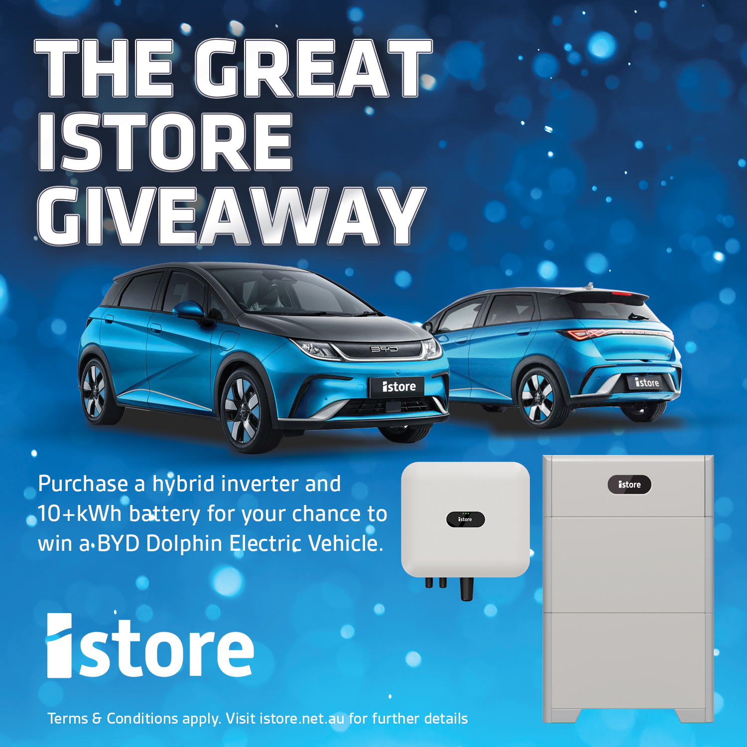 iStore Great Giveaway promotion featuring BYD Electric Cars.